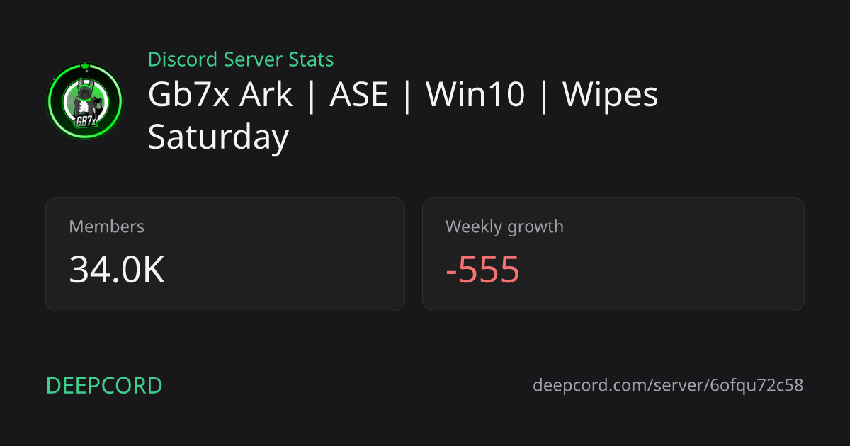 Gb7x Ark | ASE | Win10 | Fresh Wipe - Discord Server | Deepcord