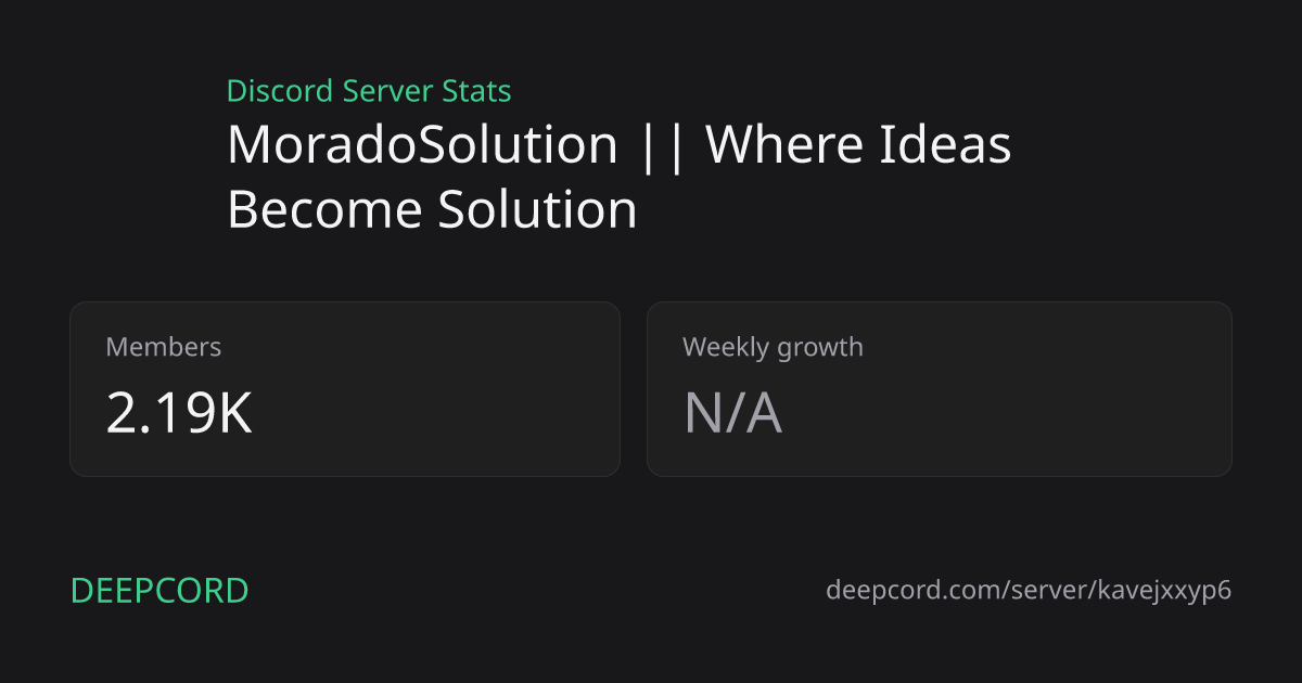 MoradoSolution || Where Ideas Become… - Discord Server | Deepcord