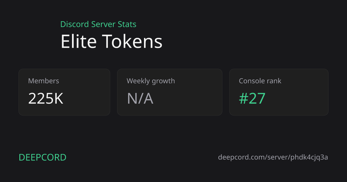 Elite Tokens - Discord Server | Deepcord