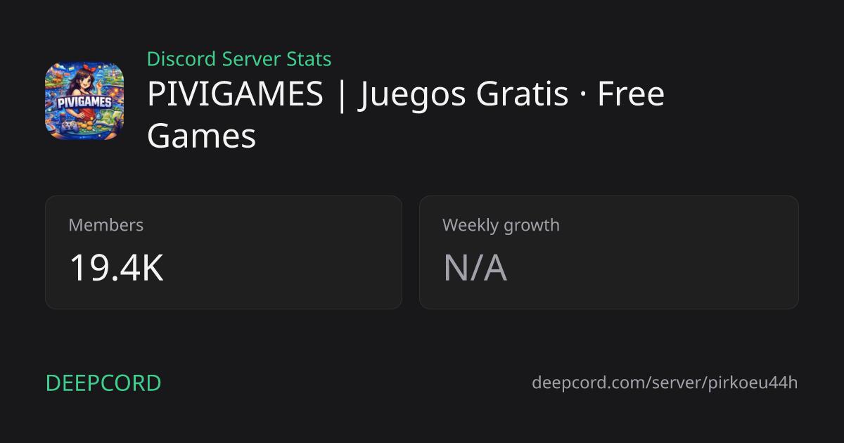 PIVIGAMES | Juegos Gratis · Free Games - Discord Server | Deepcord